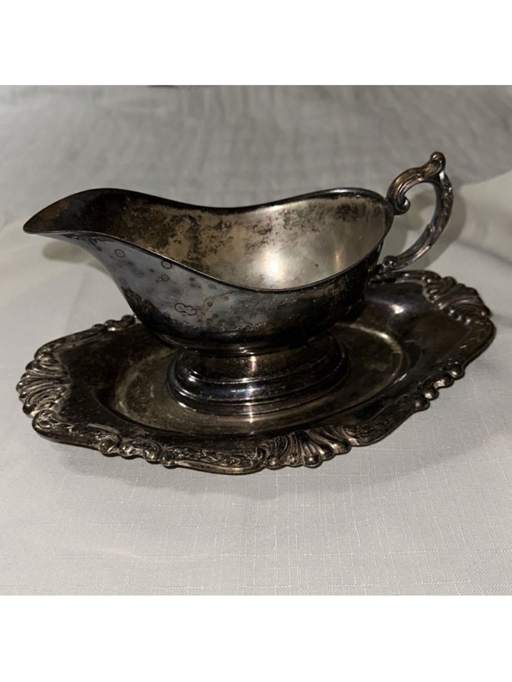 Sheridai Vintage Silver Plated Gravy Boat and Plate Set
